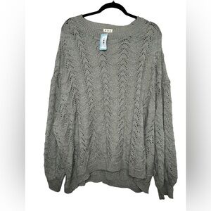 POL Lightweight Oversized Mint Green Crotchet Sweater Size Large BX3